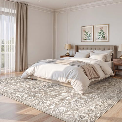Soalmost 8x10 Area Rugs for Living Room, Washable Neutral Rug Light Brown - color: Light Brown, size: 8' x 10' (Rectangular)