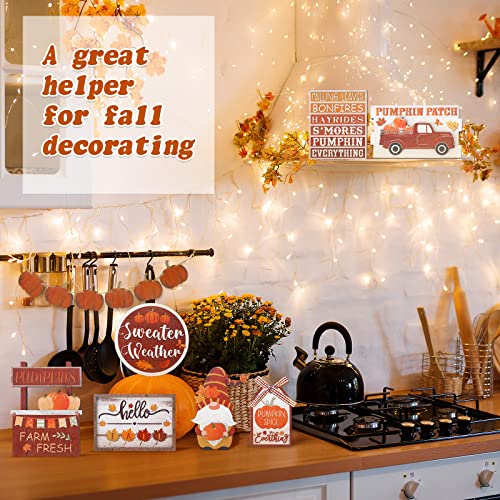 13 Pcs Fall Thanksgiving Tiered Tray Decor Pumpkin Maple Gnome Wooden Signs