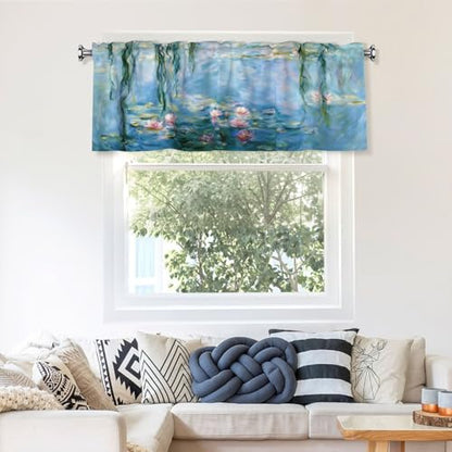 Flowers Curtain Valance 54x18 Inches Window Treatment Rod Pocket Valance for Kitchen Bathroom Bedroom - color: Flowers