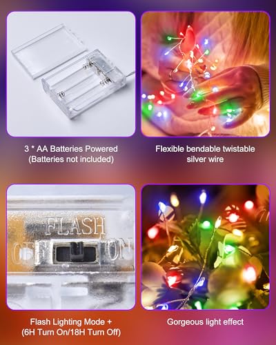 Minetom Fairy Lights Battery Operated, Twinkle String Lights 5ft 60LED - color: Multicolor