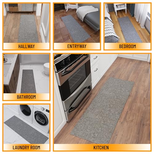 Ottomanson Door Mat Indoor Entryway Runner Rug – Non-Slip Durable Low-Pile Runner with Stain-Resistant Surface, 20" x 59", Gray - color: Grey