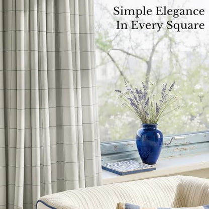 NICETOWN 100% Blackout Plaid Doorway Curtains, Black, W52xL80, 2 Panels - color: Black, size: 52"W x 80"L (Pack of 2)