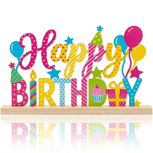 Happy Birthday Table Decor Centerpiece, Birthday Metal Table Sign - style: Happy Birthday