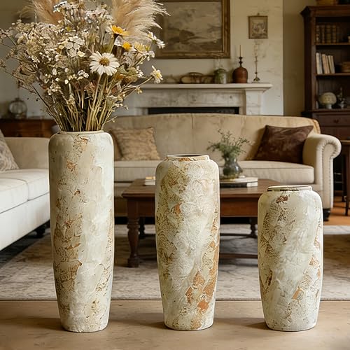 Rustic Ceramic Floor Vase, 24 Inch, Large Farmhouse Decor