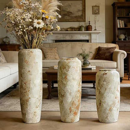 Rustic Ceramic Floor Vase, 24 Inch, Large Farmhouse Decor