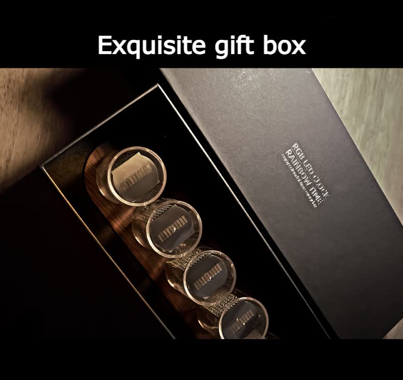 Adventurers Simulation Nixie Tube Clock, RGB Desk Clock, LED Tube Desk Clock with Imitation Wood Base & 24 Hour Clock, Suitable for Decorating Under Computer Monitor & on Bedside Table in Bedroom