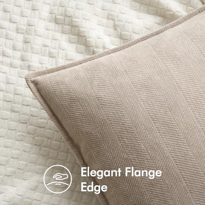 MIULEE Pack of 2 Beige Euro Shams Chenille Pillow Covers 24x24 Inch - color: Beige, size: 24" x 24" (Pack of 2)