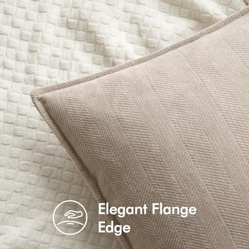 MIULEE Pack of 2 Beige Euro Shams Chenille Pillow Covers 24x24 Inch - color: Beige, size: 24" x 24" (Pack of 2)