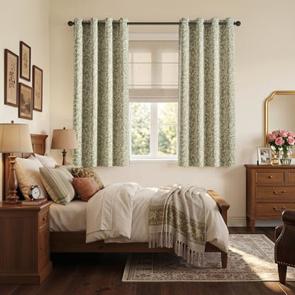 jinchan Sage Floral Curtians 72 Inch Room Darkening Grommet 2 Panels - color: *Dusty Sage, size: 50"W x 72"L (Pack of 2)
