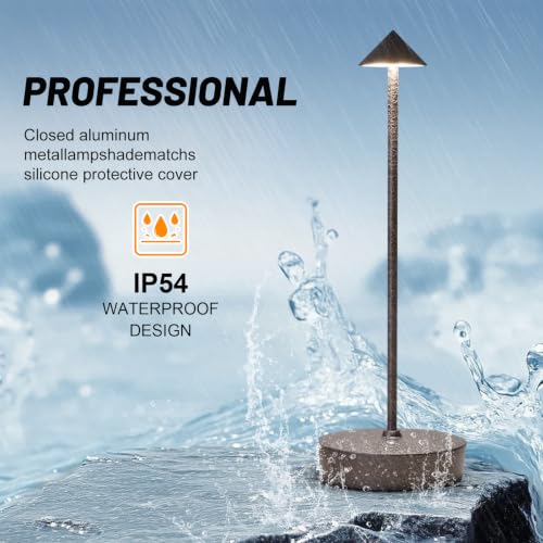 2Pack Rechargeable Cordless Table Lamp, Portable Powered LED Battery 6000mAh Metal USB Desk Lamp, 3 Levels Brightness Light for Restaurants Outdoor (2pack LCE Flower Brown) - color: 2pack Lce Flower Brown