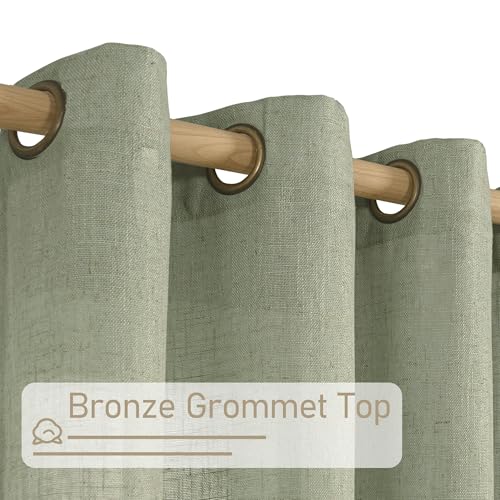 LAMIT Sage Green Semi Sheer Linen Curtains 36 Inch Length 2 Panels - color: Sage Green, size: 34"W x 36"L (Pack of 2)