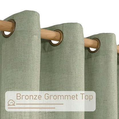 LAMIT Sage Green Semi Sheer Linen Curtains 36 Inch Length 2 Panels - color: Sage Green, size: 34"W x 36"L (Pack of 2)
