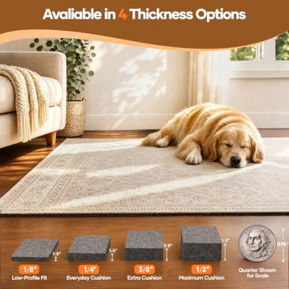 Veken 2 x 6 Ft Non Slip Cushioned Rug Pad Gripper, Felt and Silicone Backing, 1/4 inch Thick Runner Carpet Liner Protector Mat for Area Rugs and Hardwood Floors, Light Gray