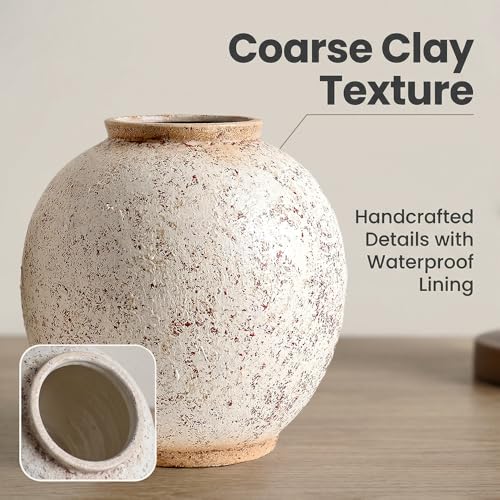 Large Ceramic Vase, 10.8" H, Red White Speckled - color: Retro-10.8", size: 10.8"-Oval
