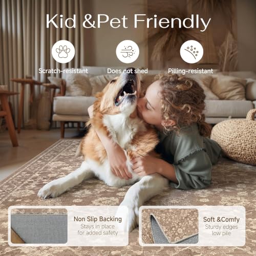 HUGEAR 2x8 Brown Neutral Runner Rugs Washable Rug Carpet - color: Brown, size: 2' x 8' (Runner)