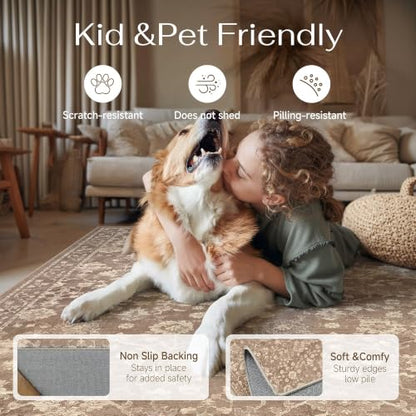 HUGEAR 5x7 Brown Neutral Area Rugs Washable Rug Carpet - color: Brown, size: 5' x 7' (Rectangular)