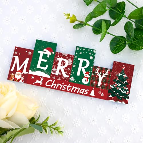 Merry Christmas Sign Winter Tiered Tray Decor Reversible Regalos De Navidad - color: small winter