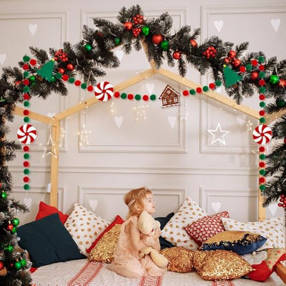 Jansun 8.2 Ft Felt Christmas Garland - color: Red Green White