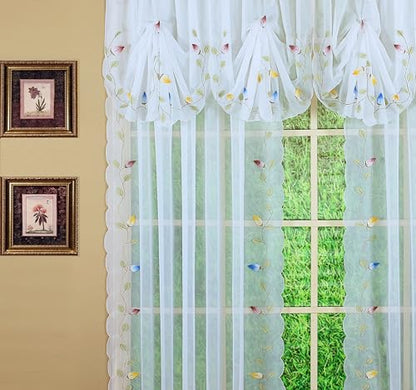 Today's Curtain,Vineyard 3-D Appliqué,Panel 63", White, 59" W x 63" L - color: White, size: 59"W x 63"L (Pack of 1)
