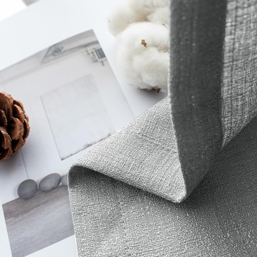 Melodieux Gray Semi Sheer Curtain Valance for Kitchen Cafe Small Windows Linen Rustic Rod Pocket Valance, 52 by 18 Inch, 1 Panel - color: Grey, size: 52"W x 18"L (Pack of 1)