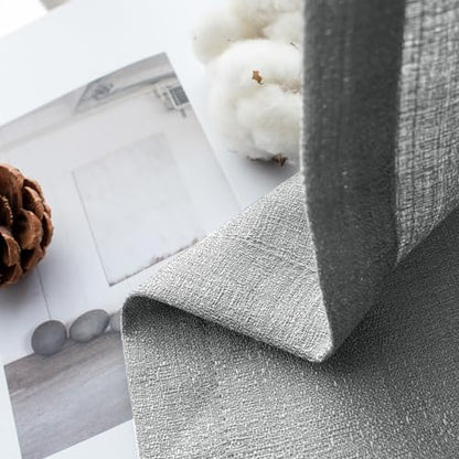 Melodieux Gray Semi Sheer Curtain Valance for Kitchen Cafe Small Windows Linen Rustic Rod Pocket Valance, 52 by 18 Inch, 1 Panel - color: Grey, size: 52"W x 18"L (Pack of 1)