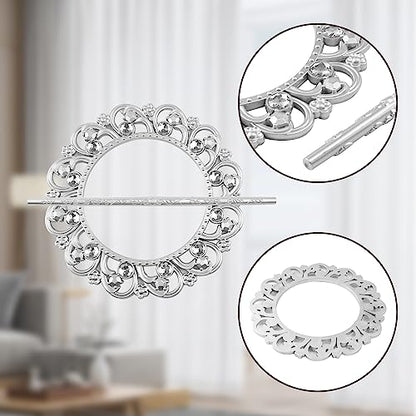 2pcs Silver Curtain Tiebacks, Round Drapery Holdbacks, 12 Crystals - style: 12 Crystals Silver