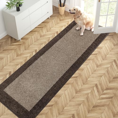PURRUGS Hallway Runner Rug, 24" x 84", Grayish Brown & Coffee - color: Grayish Brown & Coffee, size: 24" X 84"