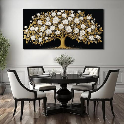 Tree of Life Wall Art Black and Yellow Canvas Prints Modern Artwork 20"x40" - color: gold, size: 20"L x 40"W