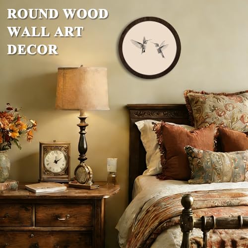 CFFJLHN Vintage Spring Hummingbird Bird Wall Art Decor, Farmhouse Neutral Sketch Minimalist Love Birds Round Hanging Wall Decor for Home Bedroom Living Room Bathroom, 10x10 Inch - color: Bird-2