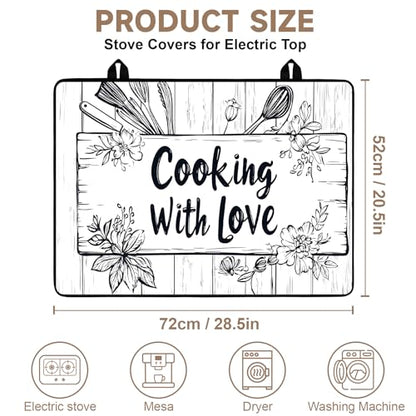 Stove Top Cover for Electric Stoves: All-in-One Heat-Resistant Protector Mat, Non-Slip Kitchen Counter Mat Cooking Design 28''x20'' - color: CH1515