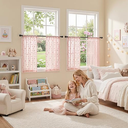 MYSKY HOME Pink Sheer Curtains 36 inch Length for Small Window,2 Panels - color: 1-dusty Pink, size: 26"W x 36"L (Pack of 2)