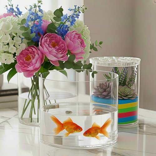 Liotww Shatterproof Acrylic Clear Flower Vase Plastic Cylinder Vases - color: L 3 Clear-d