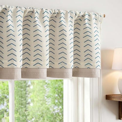 jinchan Arrow Linen Valance 18 Inch Modern Boho 1 Panel Blue on Linen - color: Arrow | Blue on Linen, size: 50"W x 18"L (Pack of 1)