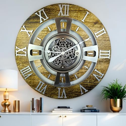ImprovingLife The Gears Clock Real Moving Gear Wall Clock England Line (Gold Antique, 36 inches (90 cm)) - color: Gold Antique, size: 36 inches (90 cm)