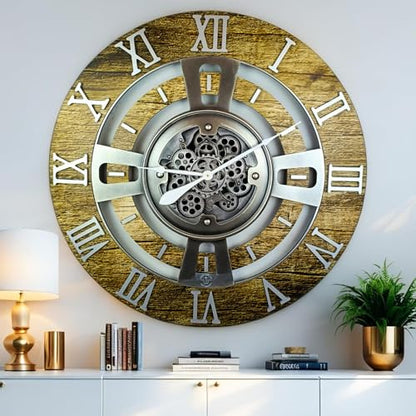 ImprovingLife The Gears Clock Real Moving Gear Wall Clock England Line (Gold Antique, 36 inches (90 cm)) - color: Gold Antique, size: 36 inches (90 cm)