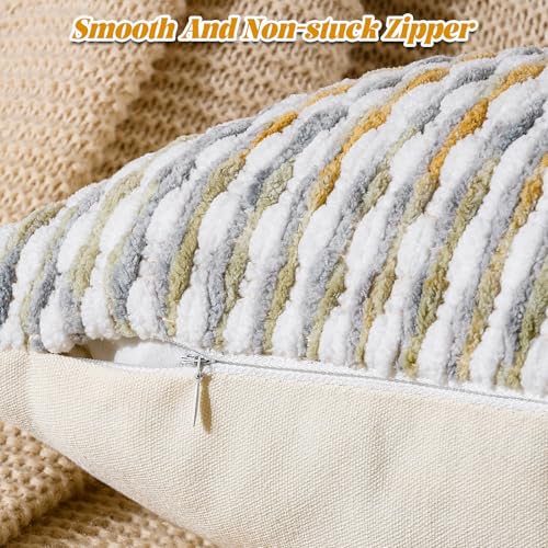 AmHoo Set of 2 Boho Chenille Pillow Cover,18 x 18-Inch Grey - color: Grey, size: 18" x 18" (Pack of 2)