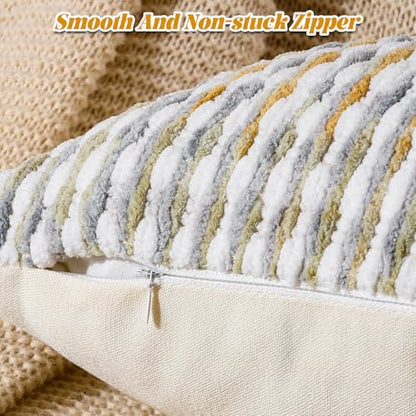 AmHoo Set of 2 Boho Chenille Pillow Cover,18 x 18-Inch Grey - color: Grey, size: 18" x 18" (Pack of 2)
