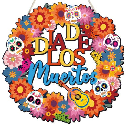 COCHIE Día De Los Muertos Sugar Skulls Door Decorations Welcome Sign - style: Death