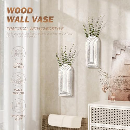 EOSAHR Wall Vase: Wall Planter for Indoor Plants & Fake Flowers, Whitewash - color: Whitewash
