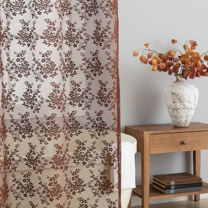 TUDECO Brown Lace Stall Shower Curtains for Narrow Bathroom, 36''W x 72''L - color: Dark Brown, size: 36"W x 72"L (Pack of 1)