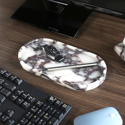 100% Natural Calaccata Viola Marble Tray, 10" x 5" Oval Tray - color: Viola-oval-10"x5"x0.7"