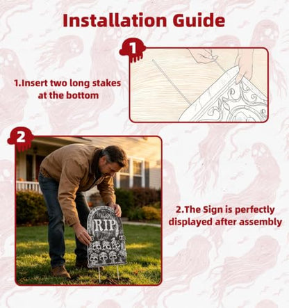 17" Halloween Tombstones Outdoor Graveyard Decorations,5-Pack - size: 17INCH