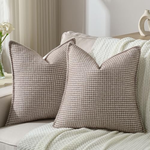 FUTEI Pack of 2 Chenille Throw Pillow Covers 24x24 Inch, Coffee - color: Coffee, size: 24" x 24" (Pack of 2)