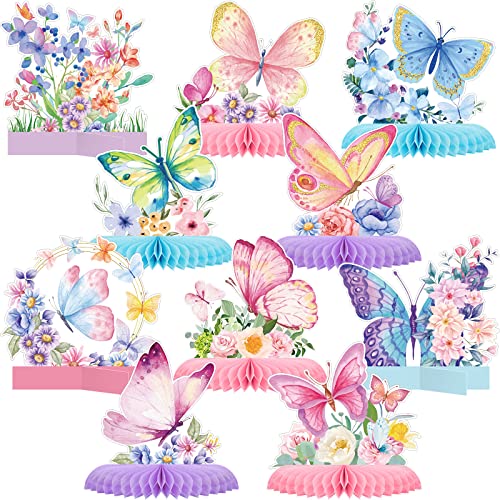 Epakh 10 Pcs Butterfly Birthday Party Butterfly Honeycomb Centerpieces - style: Butterfly