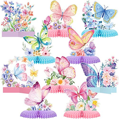 Epakh 10 Pcs Butterfly Birthday Party Butterfly Honeycomb Centerpieces - style: Butterfly