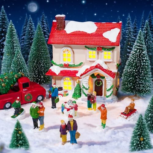 Rileryan 8 PCS Miniature Christmas Village People Figurines - style: A