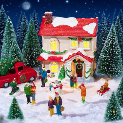 Rileryan 8 PCS Miniature Christmas Village People Figurines - style: A