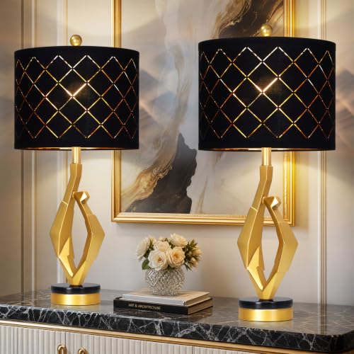 CINSARY 30" Tall Black and Gold Table Lamps Set of 2 for Living Room - color: Gold Black