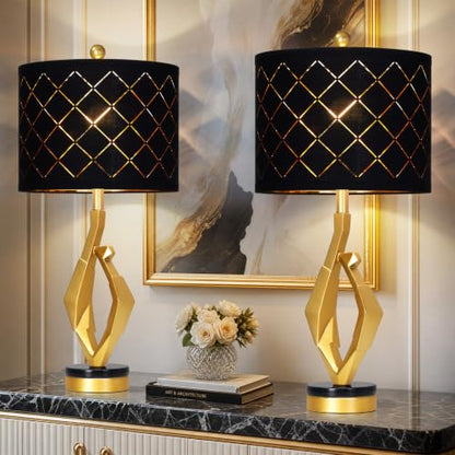 CINSARY 30" Tall Black and Gold Table Lamps Set of 2 for Living Room - color: Gold Black