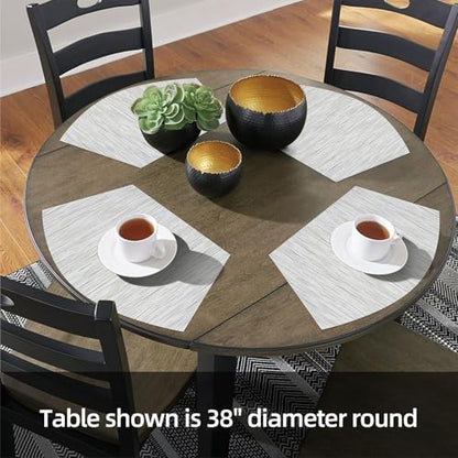 SHACOS Small Round Table Placemats Set of 5 Wedge Shaped Place Mat with Round Centerpiece Mat Heat Resistant Table Mats Washable (5, Gray White) - color: Gray White